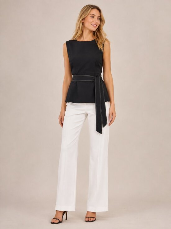 White House Black Market Tops - White House Black Market Belted Sleeveless Top Back-Zip Black 4 #A3942